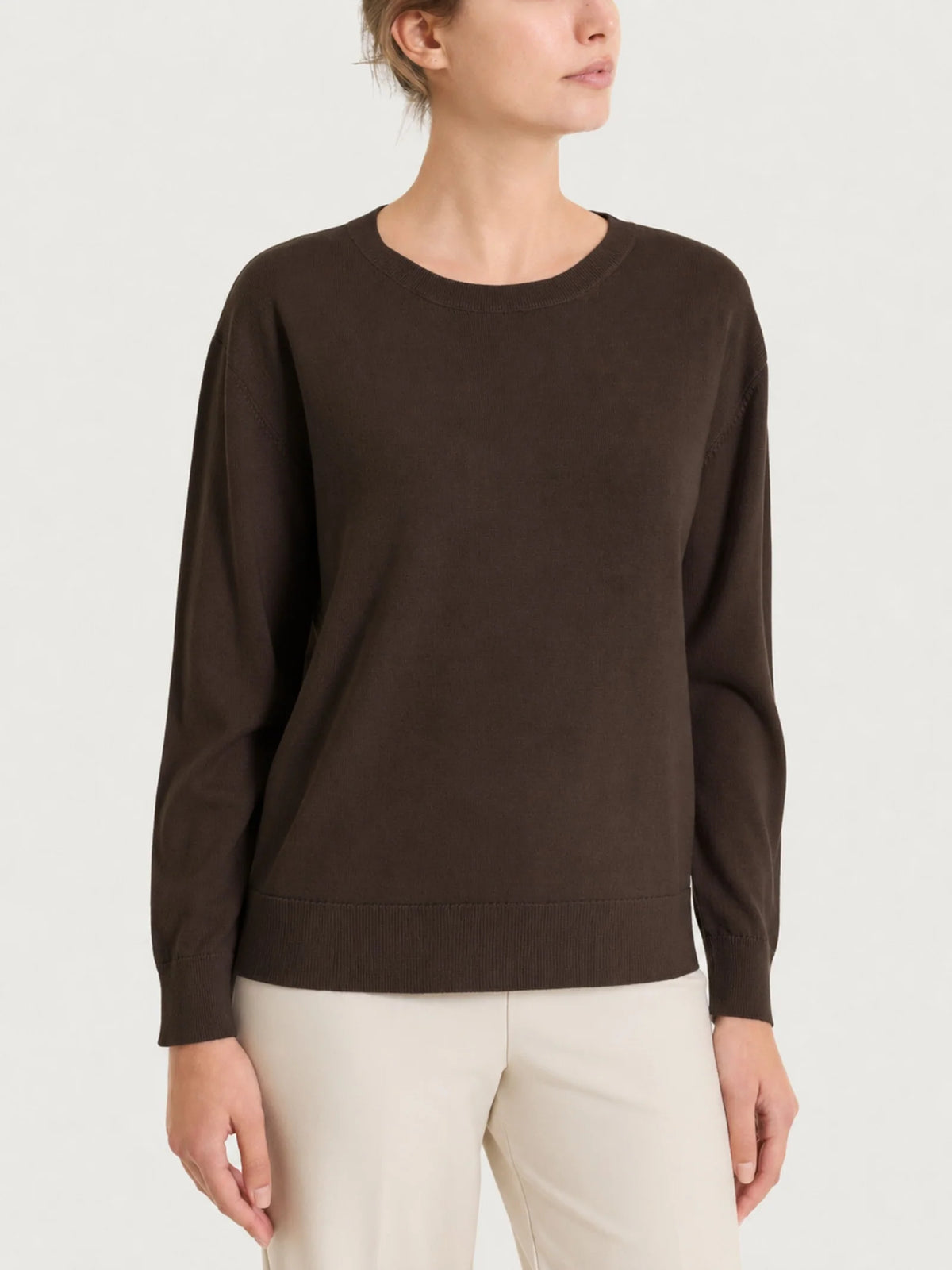 Four Seasons pearl stitch crew neck sweater