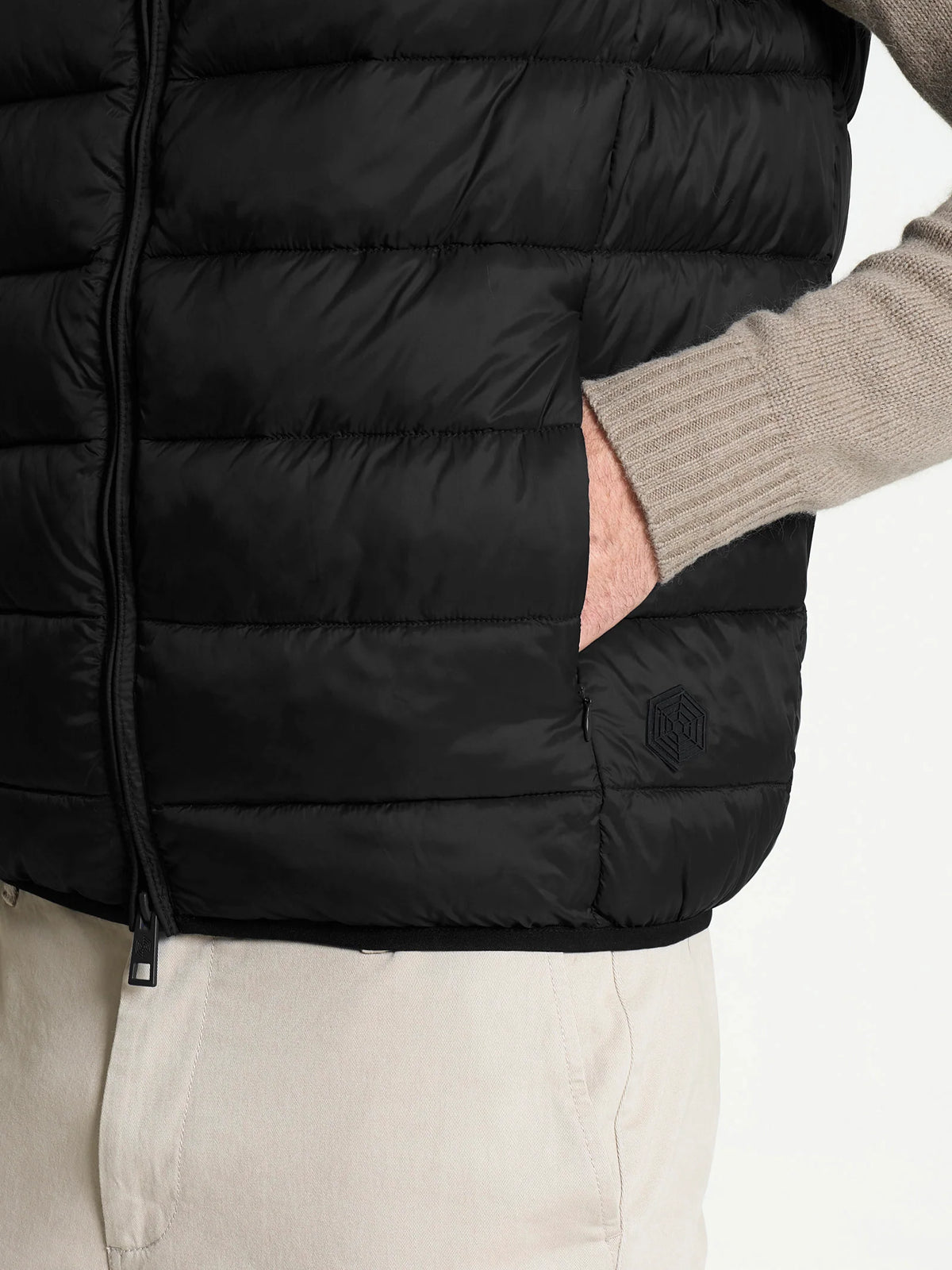 Satin Puffer piumino smanicato - Nero