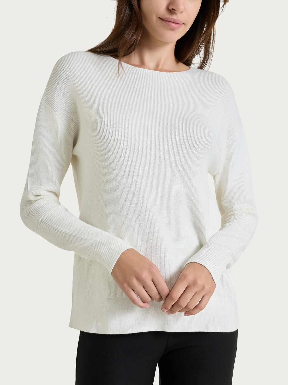 Four Seasons pearl stitch crew neck sweater