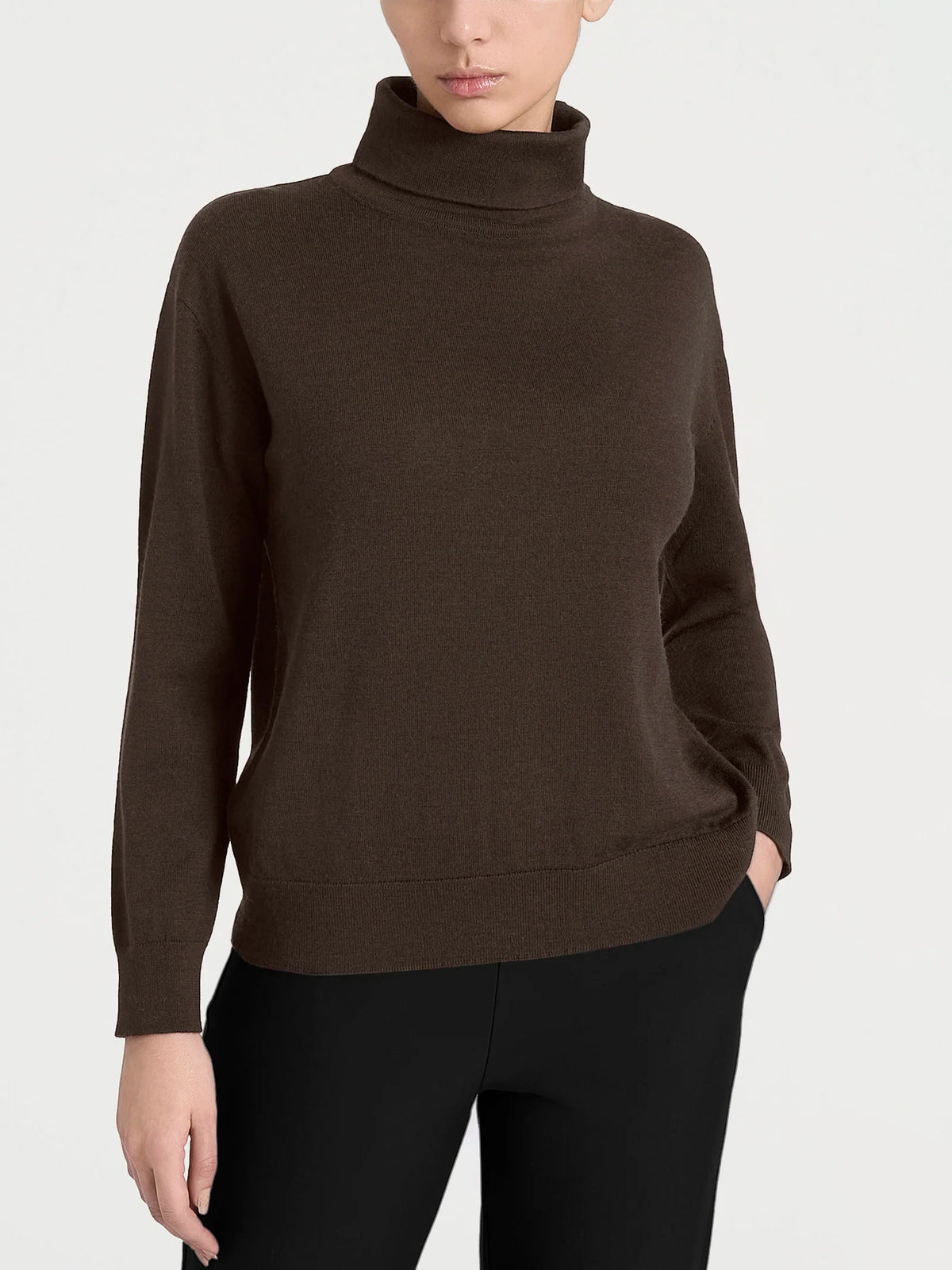Soft Merino wool funnel-neck sweater