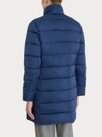 Satin Puffer piumino lungo con cappuccio