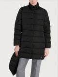 Satin Puffer piumino lungo con cappuccio