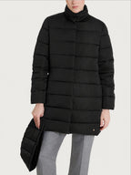 Satin Puffer piumino lungo con cappuccio