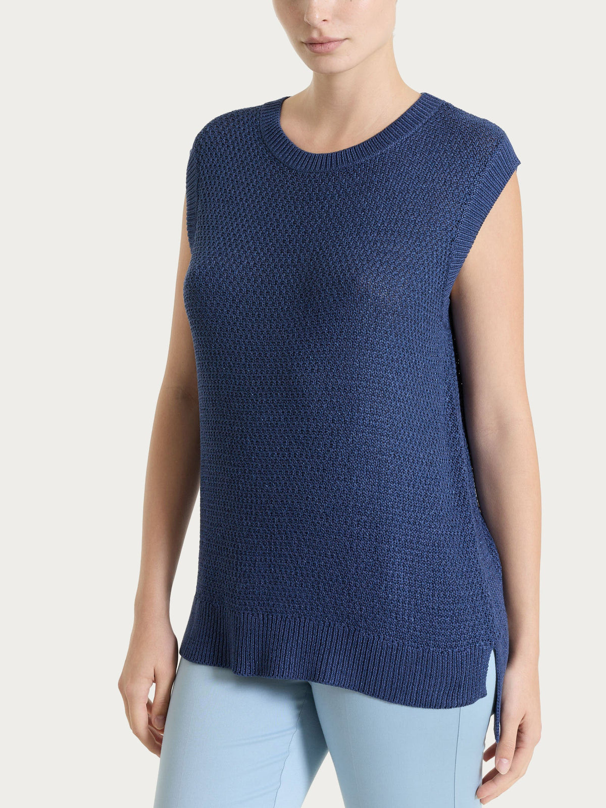 Lurex Rice Stitch Sleeveless Top