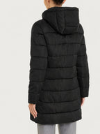 Satin Puffer piumino lungo con cappuccio