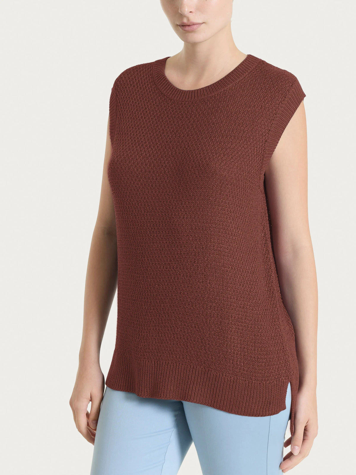 Lurex Rice Stitch Sleeveless Top