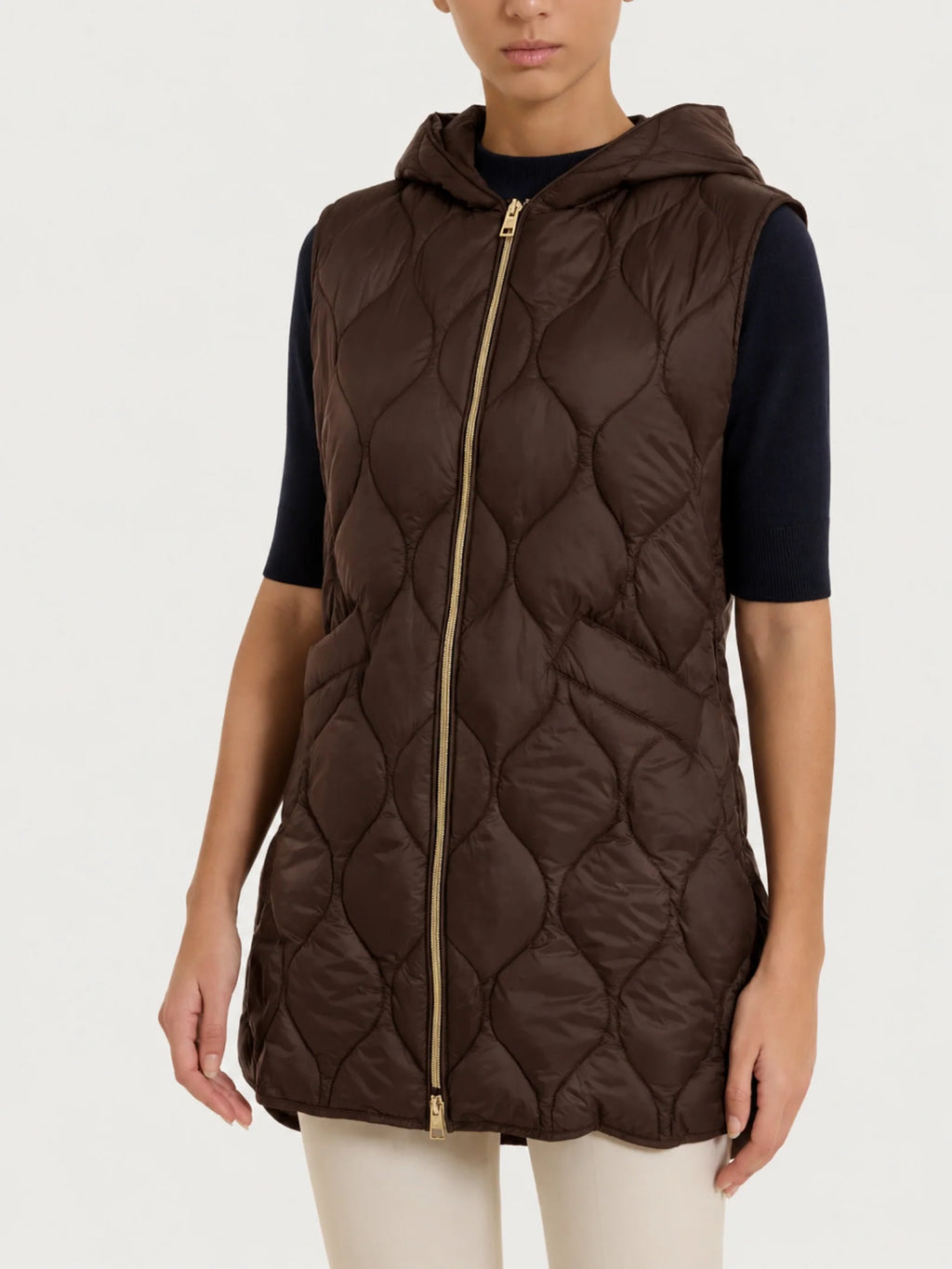 Piumino puffer smanicato con cappuccio Onion Quilt - Chocolate Torte